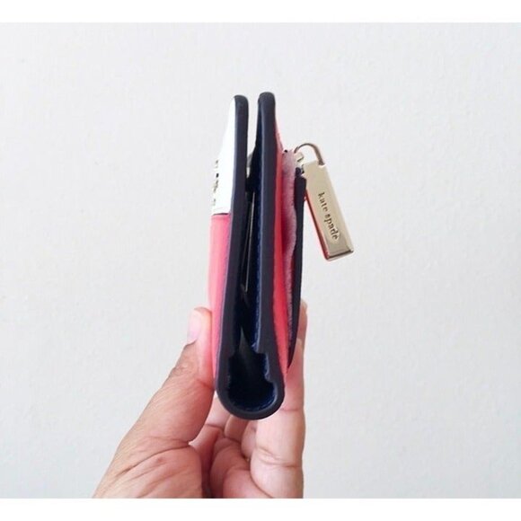 Kate Spade wallet large slim bifold staci colorblock red multi - Picture 2 of 5